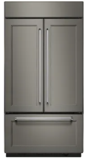 KitchenAid KBFN502EPA 42 Inch French Door Refrigerator with 24.2 cu. ft. Capacity, 4 Glass Shelves, Preserva Food Care System, Automatic Ice Maker, Platinum Interior, LED Lighting, SatinGlide® Cripers Sabbath Mode, and ENERGY STAR® Qualified: Panel Ready