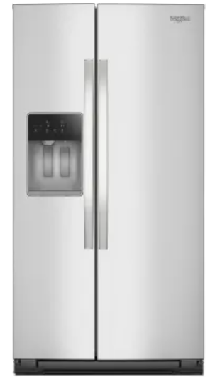 Whirlpool WRSF5536RZ 36 Inch Freestanding Side-by-Side Refrigerator with 28 cu. ft. Capacity, 4 Glass Shelves, Gallon Door Bins, TruCool™ System, External Ice/Water Dispenser, ADA Compliant, and Star K: Stainless Steel
