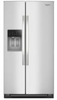 Whirlpool WRSF5536RZ 36 Inch Freestanding Side-by-Side Refrigerator with 28 cu. ft. Capacity, 4 Glass Shelves, Gallon Door Bins, TruCool™ System, External Ice/Water Dispenser, ADA Compliant, and Star K: Stainless Steel