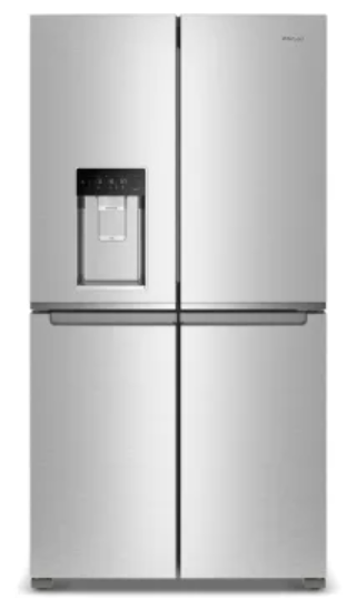 Whirlpool WRQC7836RZ 36 Inch Counter-Depth 4-Door French Door Refrigerator with 19.1 Cu.ft. Capacity, Adjustable Shelves, Gallon Door Bins, Deli Drawer, In-Door-Ice® and Water, Auto Ice Maker, and ENERGY STAR®
