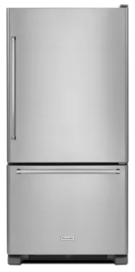 KitchenAid KRBR109ESS 30 Inch Bottom Mount Refrigerator with 19 cu. ft. Capacity, ExtendFresh™ Temperature System, Produce Preserver, Spill-Resistant Shelves, Humidity-Controlled Crispers, Full-Width Pantry, and ENERGY STAR® Qualified: Right Hinge
