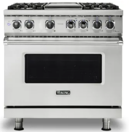 Viking 5 Series VDR5364GSS 36 Inch Freestanding Professional Dual Fuel Range with 4 Sealed Burners, 5.6 Cu. Ft. Capacity, Self-Cleaning, Vari-Speed Dual Flow™ Convection, SoftLit™ LED Light, Griddle, TruPower Plus™ Burner, and Star-K Certified