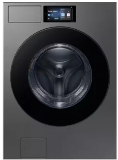 Samsung BESPOKE WF90F53ADS 27 Inch AI Ultra Capacity Front Load Washer with 5.3 cu ft Capacity, Auto Open Door, OptiWash+, Flex Auto Dispense System, Steam, AI Bubble, SmartThings App, Drum Clean+, Internal Drum Light and Energy Star Certified