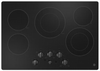GE JEP5030DTBB 30 Inch Electric Cooktop with 5 Elements, Smooth Glass Surface, Dual Ring Element, Power Boil, Keep Warm, Melt Setting, Control Lock, Hot Surface Indicator, Knob Controls, Fit Guarantee, and ADA Compliant