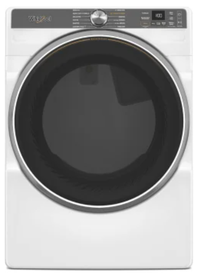 Whirlpool WED6720RW 27 Inch Smart Front Load Electric Dryer with 7.4 cu ft Capacity, Wrinkle Shield™ Option with Steam, Quick Dry Cycle, Wrinkle Control Cycle, Air Flow Detection, EcoBoost™ Option, and ENERGY STAR® Certified: White