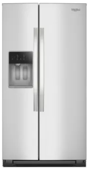 Whirlpool WRSC5536RZ 36 Inch Counter-Depth Side-by-Side Refrigerator with 21 cu. ft. Capacity, 4 Glass Shelves, Deli Drawer, Gallon Door Bins, TruCool™ System, External Ice/Water Dispenser, and ADA Compliant: Stainless Steel