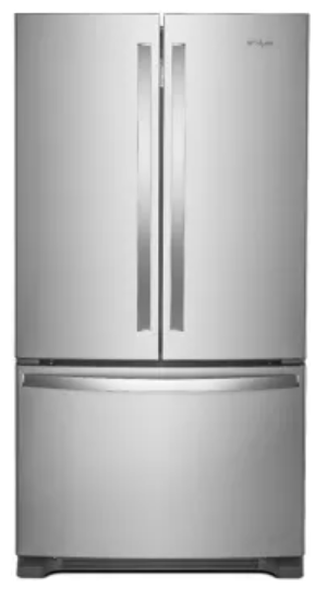 Whirlpool WRFF3036RZ 36 Inch Freestanding French Door Refrigerator with 25 Cu. Ft. Capacity, 4 Adjustable Shelves, Gallon Door Bins, Deli Drawer, Icemaker, and ENERGY STAR®: Fingerprint Resistant Stainless Steel