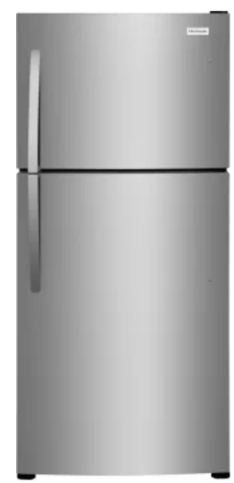 Frigidaire FFHT2022AS 30 Inch Freestanding Top Freezer Refrigerator with 20 cu. ft. Capacity, 2 Glass Shelves, Gallon Bin, Humidity-Controlled Crispers, EvenTemp™, Ice Maker Ready, ADA Compliant, and Energy Star®: Stainless Steel