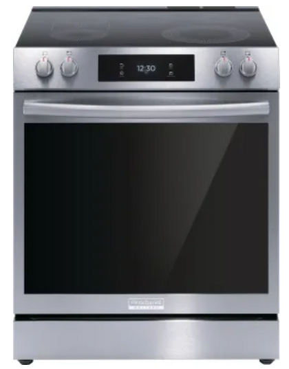 Frigidaire Gallery Series GCFE3060BF 30 Inch Freestanding Electric Range with 5 Elements, 6.2 cu. ft. Total Convection Oven, Bridge Element, Steam+Self Clean, Storage Drawer, ADA Compliant, and Star-K: Stainless Steel