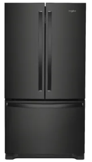 Whirlpool WRFC2036RB 36 Inch Bottom-Mount French Door Refrigerator with 20 Cu. Ft. Capacity, 5 Glass Shelves, Gallon Door Bins, Deli Drawer, Internal Water Dispenser, Icemaker, and ENERGY STAR®: Black