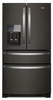 Whirlpool WRMF3636RV 36 Inch Freestanding 4-Door French Door Refrigerator with 24.5 Cu. Ft. Capacity, 5 Glass Shelves, Gallon Door Bins, Pantry Drawer, External Ice/Water Dispenser, Icemaker, and ENERGY STAR®: Black Stainless Steel