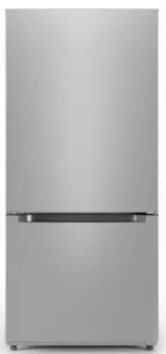 Midea MRB19B7AST 30 Inch Bottom Mount Refrigerator with 18.7 Cu. Ft. Capacity, Adjustable Glass Shelves, Crisper Drawer, Electronic Control, LED Lighting, Automatic Defrost, and ENERGY STAR Certified: Stainless Steel