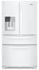 Whirlpool WRMF3636RW 36 Inch Freestanding 4-Door French Door Refrigerator with 24.5 Cu. Ft. Capacity, 5 Glass Shelves, Gallon Door Bins, Pantry Drawer, External Ice/Water Dispenser, Icemaker, and ENERGY STAR®: White