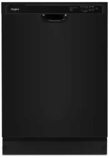 Whirlpool WDF341PAPMB 24 Inch Full Console Dishwasher with 12 Place Setting, 57 dBA, 4 Wash Cycles, PVC Coated Racks, Plastic Tub, Boost Cycle, Quick Wash, Energy Star®, and Star K: Black