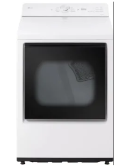 LG DLE8200W 27 Inch Rear Control Electric Dryer with 7.3 cu ft Ultra Large Capacity, AI Sensor Dry™, Quiet Operation, Wrinkle Care, Electronic Controls, ThinQ UP™, FlowSense® Duct Clogging and Lint Filter Indicator