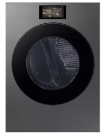 Samsung BESPOKE DV90F53AES 27 Inch Front Load AI Ultra Capacity Electric Dryer with 7.6 cu ft Capacity, 7 Inch AI Home LCD Touchscreen, AI OptiDry+, Steam Sanitize+, SmartThings App, Lint Reminder, Dryer Rack and Energy Star Certified