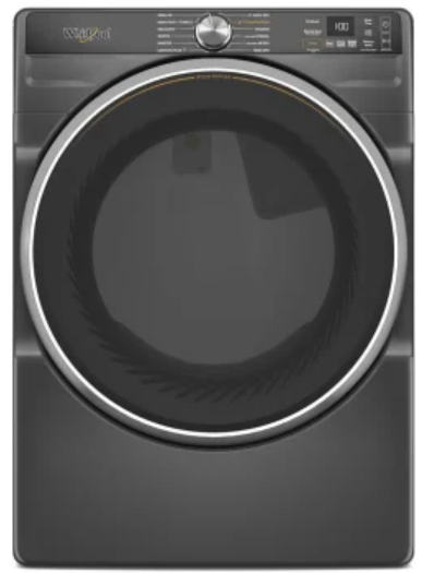Whirlpool WED6720RU 27 Inch Smart Front Load Electric Dryer with 7.4 cu ft Capacity, Wrinkle Shield™ Option with Steam, Quick Dry Cycle, Wrinkle Control Cycle, Air Flow Detection, EcoBoost™ Option, and ENERGY STAR® Certified: Volcano Black