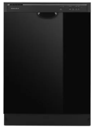 Amana ADFS2524RB 24 Inch Full Console Dishwasher with 12 Place Settings, 3 Wash Cycles, PVC Coated Racks, Plastic Tub, Quick Wash, Triple Filter Wash, and ENERGY STAR Certified: Black