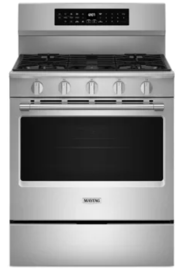 Maytag MFGS8030RZ 30 Inch Freestanding Gas Smart Range with 5 Sealed Burners, 5.0 cu. ft. Convection Oven, Power™ Burner, Reversible Griddle, Storage Drawer, No Preheat Air Fry, Grill Mode, and Self & Steam Clean