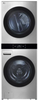 LG Studio SWWG50N3 27 Inch Smart Gas WashTower with 5.0 cu.ft. Washer, 7.4 cu.ft. Dryer, AI Sensor Dry, TurboSteam®, Allergiene® Cycle, Soil Sensor, TurboWash® 360, ezDispense®, and Energy Star Qualified