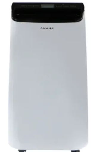 Amana AMAP101AW2 10000 BTU Portable Air Conditioner with Auto Cool, Adjustable Thermostat, Programmable Timer, 3 Cooling Speeds, Fan Only Option, Sleep Mode, Remote Control, and Energy Star® Rated: White/Silver