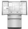 Whirlpool WRMF3636RZ 36 Inch Freestanding 4-Door French Door Refrigerator with 24.5 Cu. Ft. Capacity, 5 Glass Shelves, Gallon Door Bins, Pantry Drawer, External Ice/Water Dispenser, Icemaker, and ENERGY STAR®: Fingerprint Resistant Stainless Steel