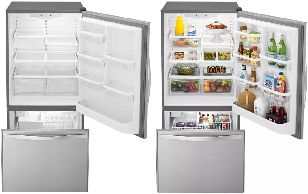 Whirlpool WRB322DMBM 33 Inch Bottom-Freezer Refrigerator with FreshFlow Preserver