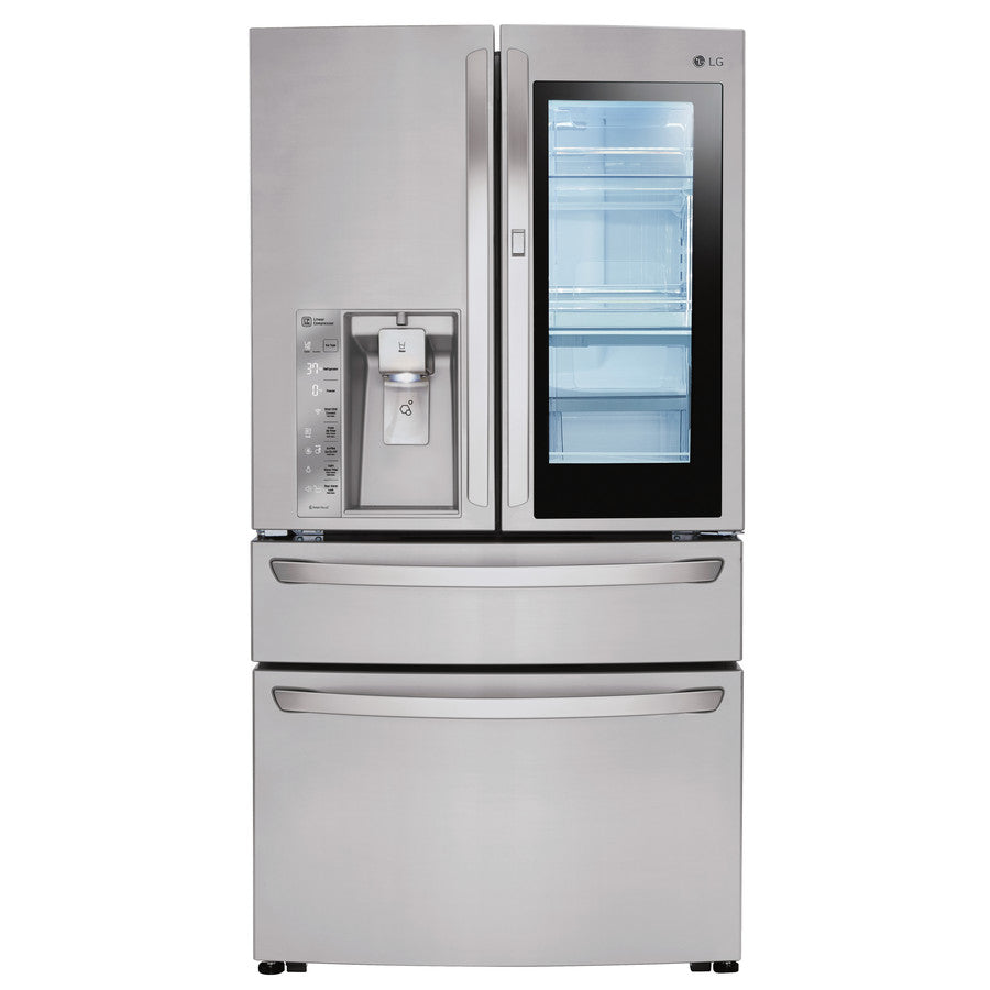 LG InstaView 22.5-cu ft 4-Door Counter-Depth French Door Refrigerator with Ice Maker and Door within Door - Stainless - LMXC23796S