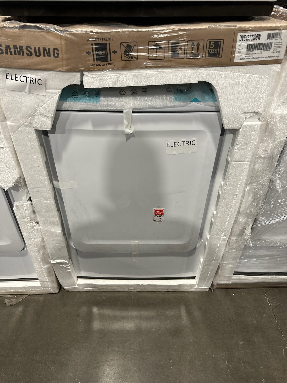 Samsung DVE45T3200W 27 Inch Electric Dryer with 7.2 Cu. Ft. Capacity