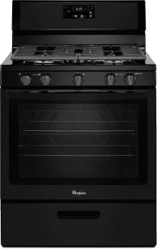 Whirlpool 30 Inch Freestanding Gas Range with 5 Sealed Burners, 5.1 cu. ft. Capacity (WFG505M0BB)