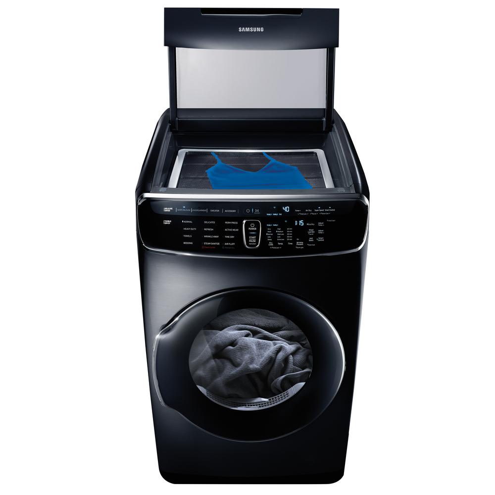 Samsung FlexDry Front & top separate loading Electric Dryer With Steam - Black stainless Steel - DVE60M9900V