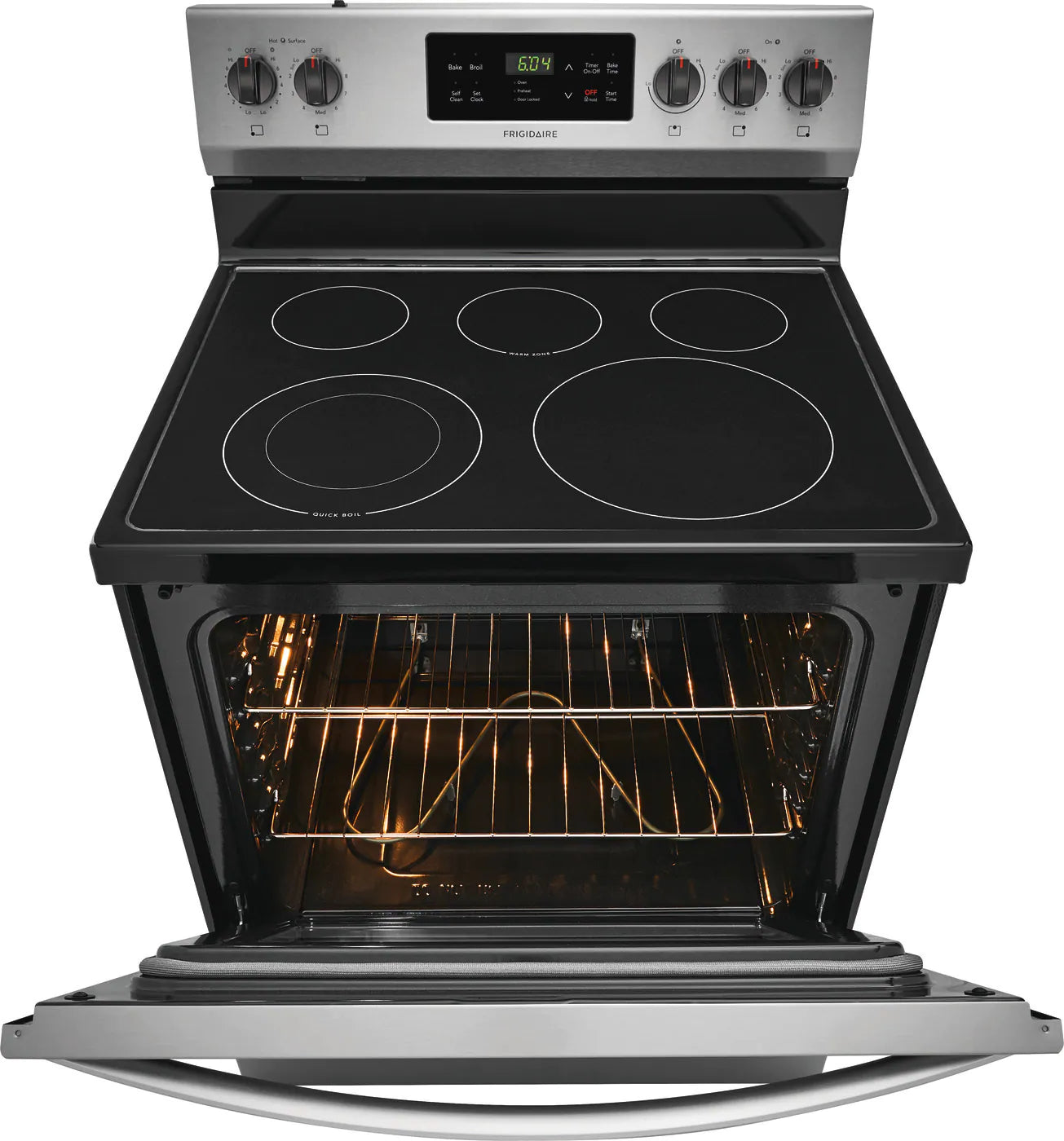 Frigidaire 30-in Glass Top 5 Burners 5.3-cu ft Freestanding Electric Range  (White) in the Single Oven Electric Ranges department at