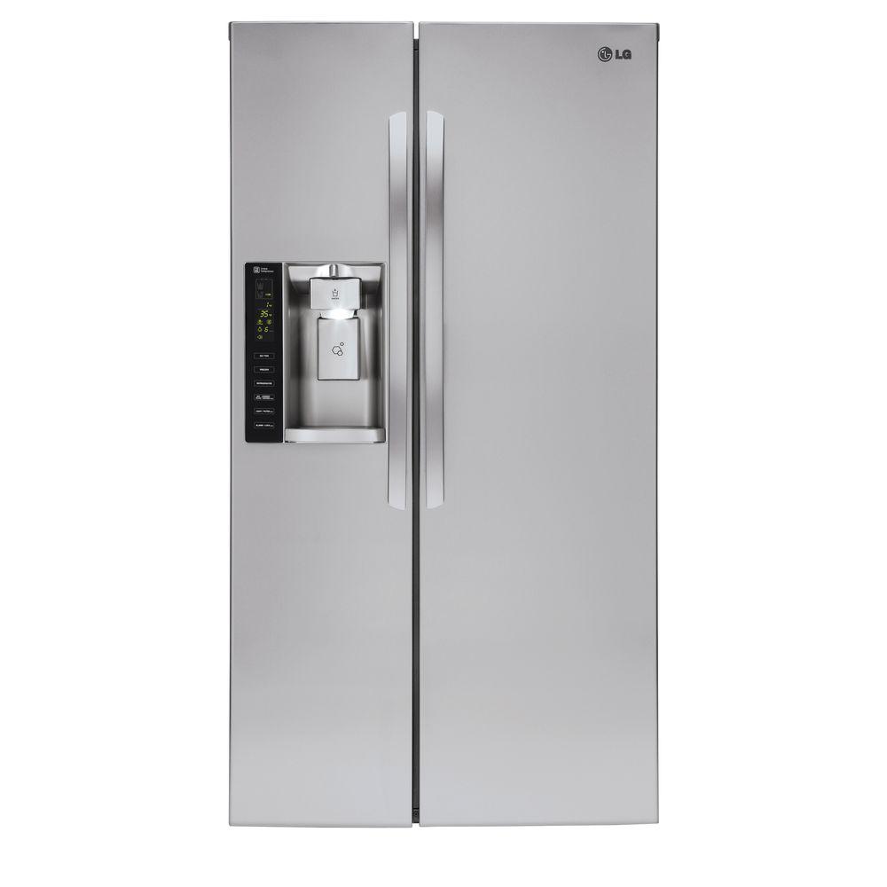 LG 26.2 cu. ft. Side by Side Refrigerator with In-Door Ice Maker in Stainless Steel - LSXS26326S