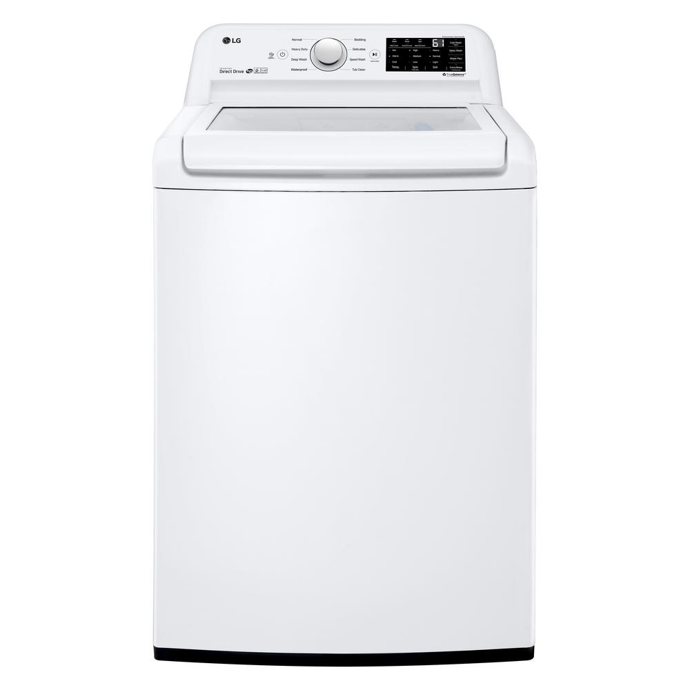 LG 4.5 cu. ft. HE Ultra Large Top Load Washer with ColdWash, 6Motion & TurboDrum Technology in White - WT7100CW